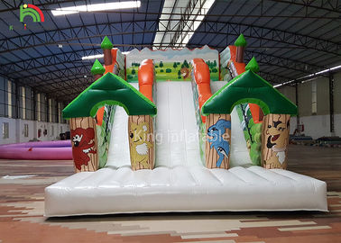 Forest Theme Inflatable Dry Slide Green Tree Kids Playground For Commercial Rental