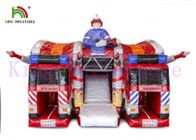 Castello di salto gonfiabile del PVC del Firetruck rosso 0.55mm con lo scorrevole per i bambini