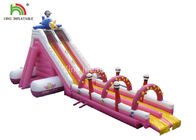 Parco di divertimenti all'aperto su misura dell'acquascivolo gonfiabile della tela cerata del PVC di rosa di dimensione per i bambini