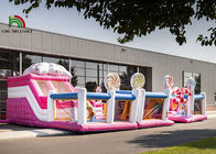 Parco di divertimenti gonfiabile di Candyland di Platone di rosa commerciale del PVC 10m con lo scorrevole
