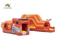 Corsa ad ostacoli gonfiabile del camion dei vigili del fuoco rosso 21ft del PVC 0.55mm per i bambini