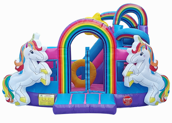 arcobaleno Unicorn Bouncy Castles Bounce House di 13ftx13ftx11.5ft