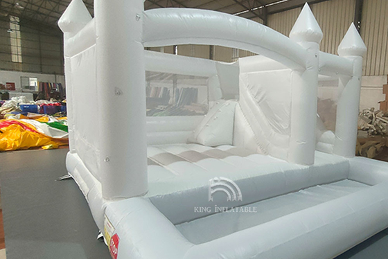 Decorazioni della festa nuziale di Pit Combo Jumper Bouncy House della palla dello scorrevole del castello di re Inflatable White Bounce che saltano letto