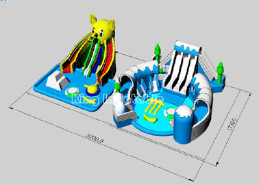 parco gonfiabile dell'acqua di Big Bear della tela cerata del PVC di 0.9MM con la grande piscina blu