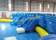 Giant Inflatable Water park Suit with White Shark Water Slide and float toys