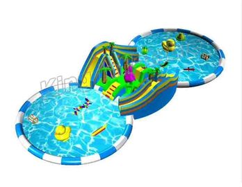 Parco gonfiabile Colourful dell'acqua del cortile dei giochi all'aperto con due stagno/acquascivoli
