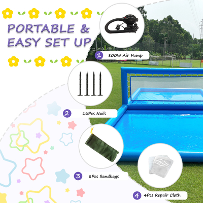 33x16.5x7FT Campo da pallavolo gonfiabile Pista da pallavolo spiaggia Rete di pallavolo piscina di pallavolo Campo idrico con pompa d'aria per giochi all'aperto