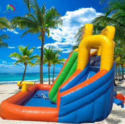 Scivolo d'acqua commerciale gonfiabile per bambini esterno scivolo d'acqua a doppia corsia casa rimbalzo scivolo d'acqua gonfiabile con piscina
