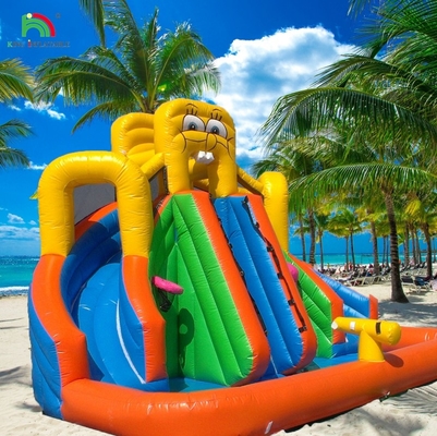 Scivolo d'acqua commerciale gonfiabile per bambini esterno scivolo d'acqua a doppia corsia casa rimbalzo scivolo d'acqua gonfiabile con piscina