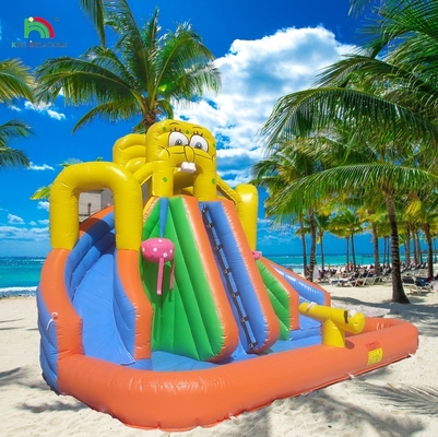 Scivolo d'acqua commerciale gonfiabile per bambini esterno scivolo d'acqua a doppia corsia casa rimbalzo scivolo d'acqua gonfiabile con piscina