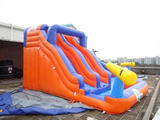 Giant Outdoor Double Track Inflatabile Bouncer Water Slide Parco Acquatico