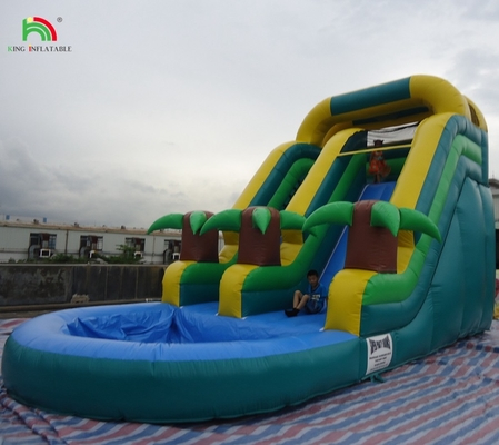 Prezzi bassi Slide d'acqua gonfiabili in PVC di qualità commerciale con piscina