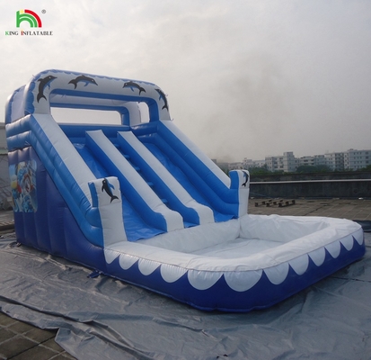 Scivolo acquatico commerciale gonfiabile per bambini all'aperto a doppia corsia scivolo acquatico gonfiabile con piscina