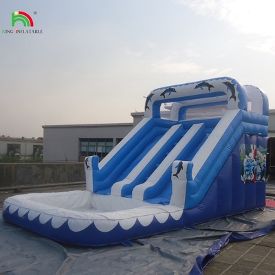 Scivolo acquatico commerciale gonfiabile per bambini all'aperto a doppia corsia scivolo acquatico gonfiabile con piscina