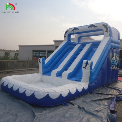 Scivolo acquatico commerciale gonfiabile per bambini all'aperto a doppia corsia scivolo acquatico gonfiabile con piscina