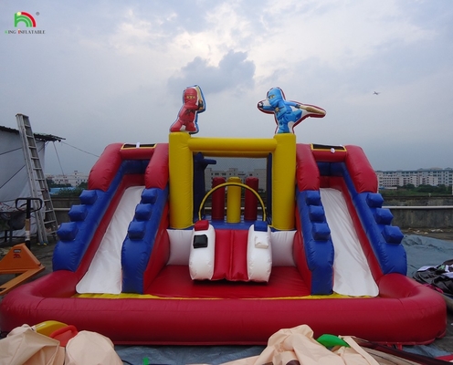 Popolari scivoli d'acqua gonfiabili commerciali con piscina Scivoli d'acqua gonfiabili a doppia corsia per bambini e adulti