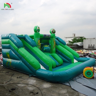 Scivolo d'acqua commerciale gonfiabile per bambini esterno scivolo d'acqua a doppia corsia casa rimbalzo scivolo d'acqua gonfiabile con piscina