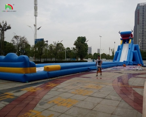 Slide per parco acquatico divertenti giochi d'acqua nuovo design attrezzature per giochi acquatici slitta gonfiabile lunga