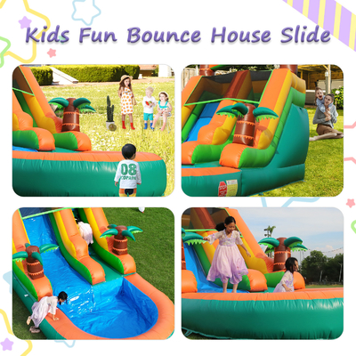 Scivolo d'acqua commerciale secco e bagnato gonfiabile Tropical Fiesta Breeze Kids Scivolo d'acqua gonfiabile con piscina