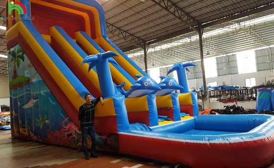 Barato Commerciale Adulto Scivolo d'Acqua Casa di rimbalzo gonfiabile Saltatore d'Acqua Scivolo d'Acqua gonfiabile Castelli rimbalzanti con piscina F