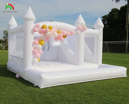 Commerciale Bianco gonfiabile Bounce Castle House Bambini scivolo d'acqua con pozzo palla