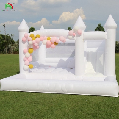 Commerciale Bianco gonfiabile Bounce Castle House Bambini scivolo d'acqua con pozzo palla