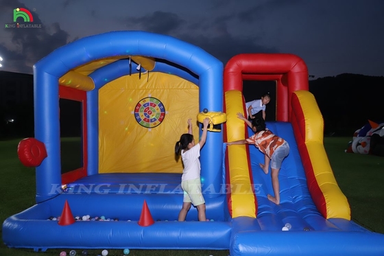 Castello gonfiabile per bambini con soffiatore, castello gonfiabile con scivolo, arrampicata, ostacoli, trampolino, piscina a palla