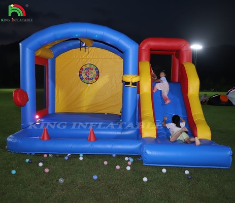 Castello gonfiabile per bambini con soffiatore, castello gonfiabile con scivolo, arrampicata, ostacoli, trampolino, piscina a palla