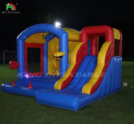 Castello gonfiabile per bambini con soffiatore, castello gonfiabile con scivolo, arrampicata, ostacoli, trampolino, piscina a palla