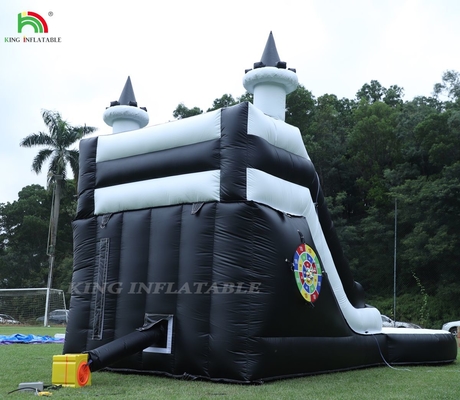 Slide d'acqua gonfiabile commerciale in bianco e nero con scivoli d'acqua gonfiabili