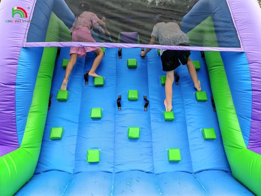 Combo di scivoli d'acqua gonfiabili a doppia corsia con ostacolo in piscina per arrampicarsi scivoli gonfiabili in piscina