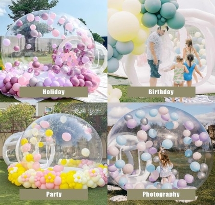 Tenda gonfiabile a bolla all' esterno Cupola di cristallo trasparente Tenda gonfiabile a bolla con palloncini per matrimonio