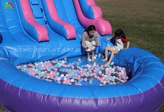 Commerciale 100% PVC doppia corsia gonfiabile scivolo d'acqua esterno bagnato asciutto scivoli d'acqua grande con piscina