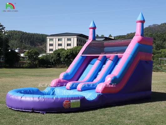 Commerciale 100% PVC doppia corsia gonfiabile scivolo d'acqua esterno bagnato asciutto scivoli d'acqua grande con piscina