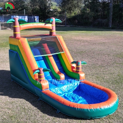 21x9x12FT Commercial Grade PVC Bounce House Slide d'acqua gonfiabile Slide tropicale con spruzzo