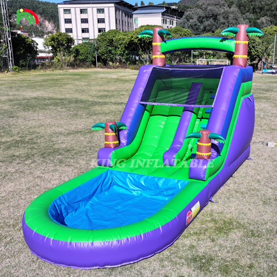 Scivolo d'acqua gonfiabile in PVC commerciale per bambini in cortile esterno scivolo d'acqua con piscina con spruzzo d'acqua più grande e soffiatore da 1100W