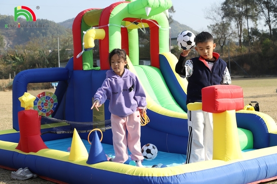 Festa per bambini bagnato asciutto gonfiabile casa rimbalzo scivolo d'acqua rimbalzatore combo con più grande piscina splash arrampicata soffiatore basket Dartboard