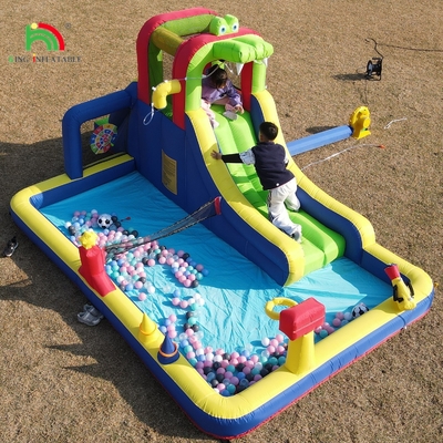 Festa per bambini bagnato asciutto gonfiabile casa rimbalzo scivolo d'acqua rimbalzatore combo con più grande piscina splash arrampicata soffiatore basket Dartboard