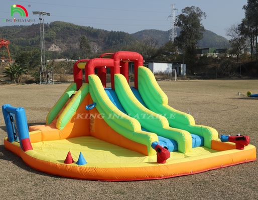 Bouncer gonfiabile Combo Bounce House doppia corsia scivolo d'acqua gonfiabile con piscina d'acqua trampolino tiro a rete basket arrampicata
