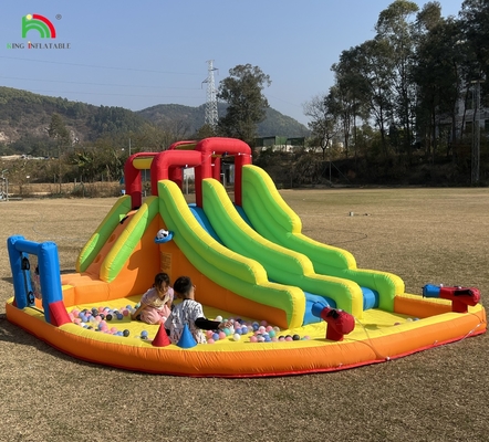 Bouncer gonfiabile Combo Bounce House doppia corsia scivolo d'acqua gonfiabile con piscina d'acqua trampolino tiro a rete basket arrampicata