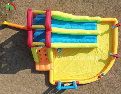 Bouncer gonfiabile Combo Bounce House doppia corsia scivolo d'acqua gonfiabile con piscina d'acqua trampolino tiro a rete basket arrampicata