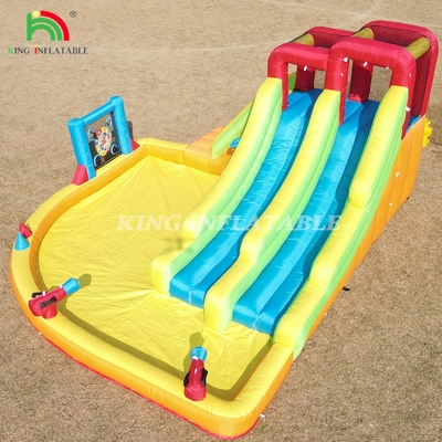 Bouncer gonfiabile Combo Bounce House doppia corsia scivolo d'acqua gonfiabile con piscina d'acqua trampolino tiro a rete basket arrampicata