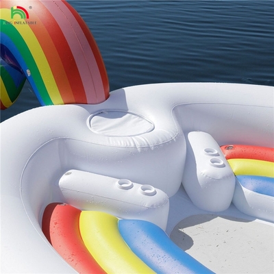 6 Persone Inflatabile Peacock Acqua Monte Mare Lago Piscina Galleggiante Giocattolo Acqua Gigante Unicorn Flamingo Inflatabile Letto Galleggiante Per Festa Acqua