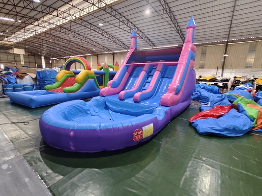 Popolare commercio doppia corsia scivoli gonfiabili con piscina scivoli gonfiabili per bambini e adulti