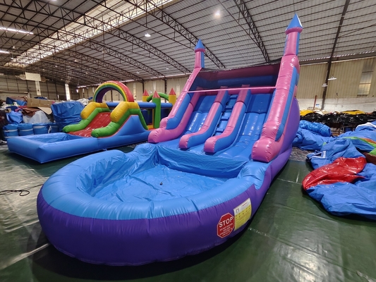 Popolare commercio doppia corsia scivoli gonfiabili con piscina scivoli gonfiabili per bambini e adulti