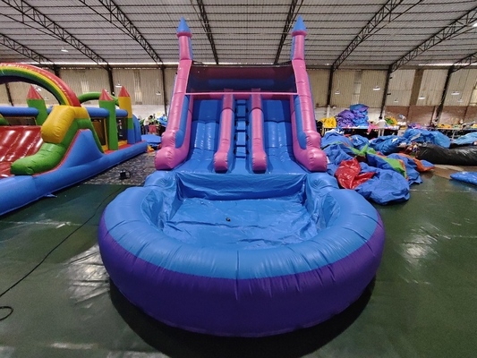 Popolare commercio doppia corsia scivoli gonfiabili con piscina scivoli gonfiabili per bambini e adulti