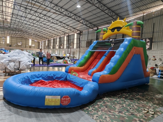 Adulti Bambini scivolo d'acqua di grado commerciale PVC pieno doppia corsia scivolo d'acqua gonfiabile con piscina idraulica