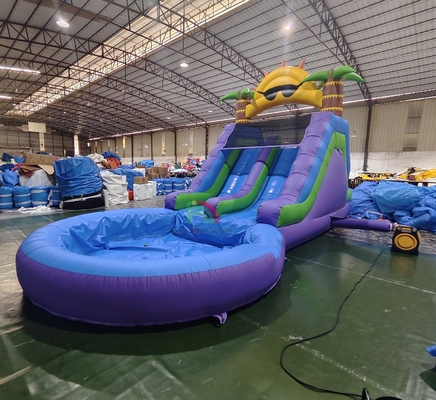 Slide acquatico commerciale a doppia corsia in PVC a doppia corsia, slitta idraulica gonfiabile con piscina idraulica a spruzzo