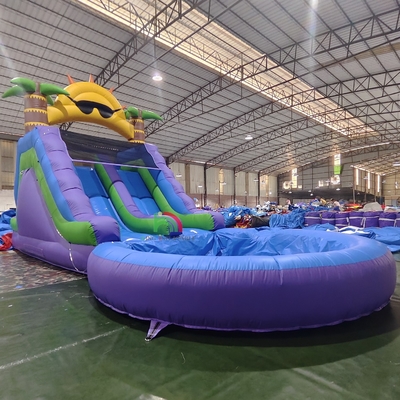 Slide acquatico commerciale a doppia corsia in PVC a doppia corsia, slitta idraulica gonfiabile con piscina idraulica a spruzzo