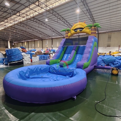 Slide acquatico commerciale a doppia corsia in PVC a doppia corsia, slitta idraulica gonfiabile con piscina idraulica a spruzzo